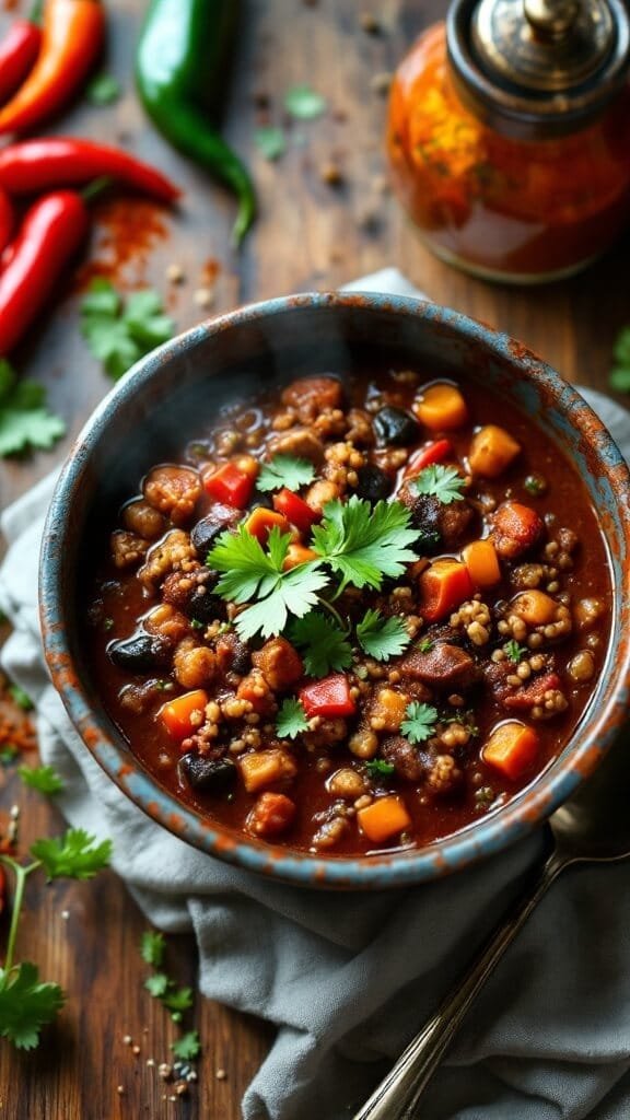 Fantastic Poblano, Pork, and Quinoa Chili