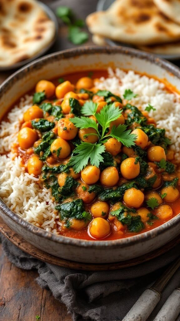 Spicy Chickpea and Spinach Curry (Chana Palak Masala)