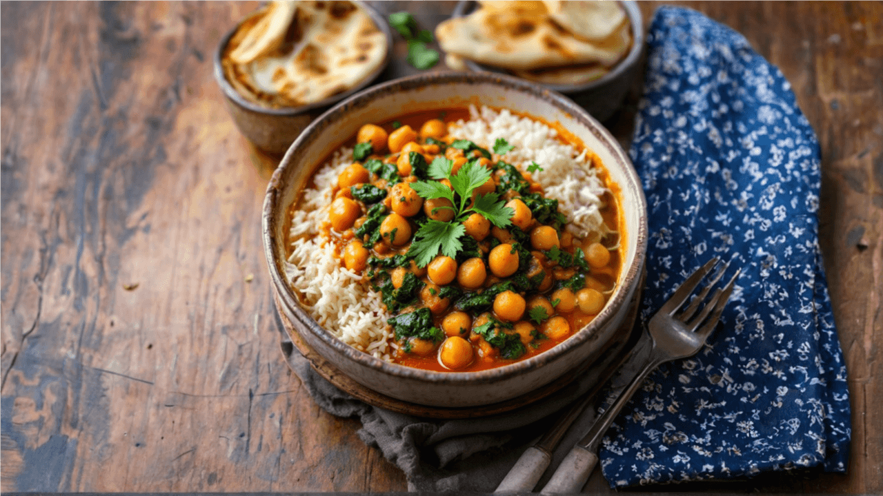 Spicy Chickpea and Spinach Curry (Chana Palak Masala)