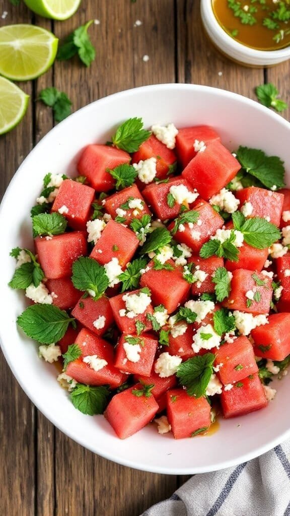 Watermelon and Feta Salad with Chili-Lime Dressing