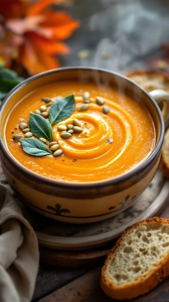 Creamy Spiced Pumpkin & Sage Soup – A Fall Favorite!