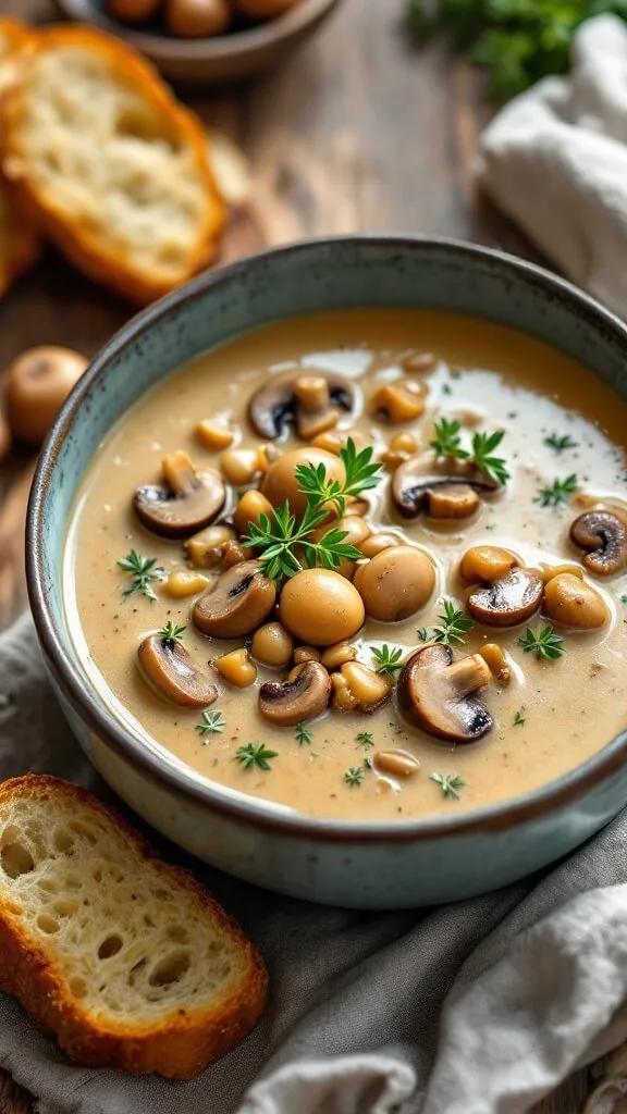 Creamy Chestnut and Mushroom Soup