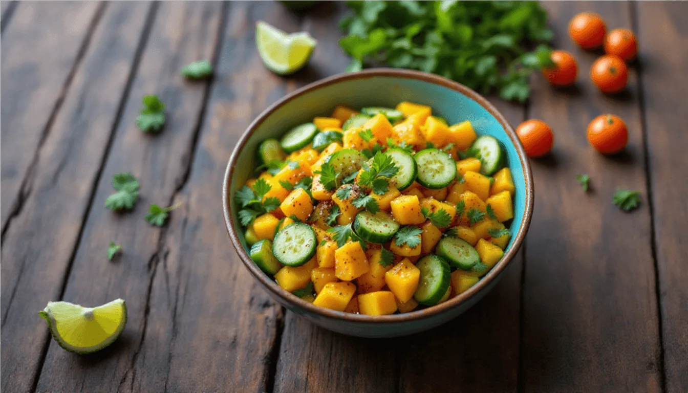 Refreshing Cucumber and Mango Salad with Tajín – A Zesty Summer Delight!