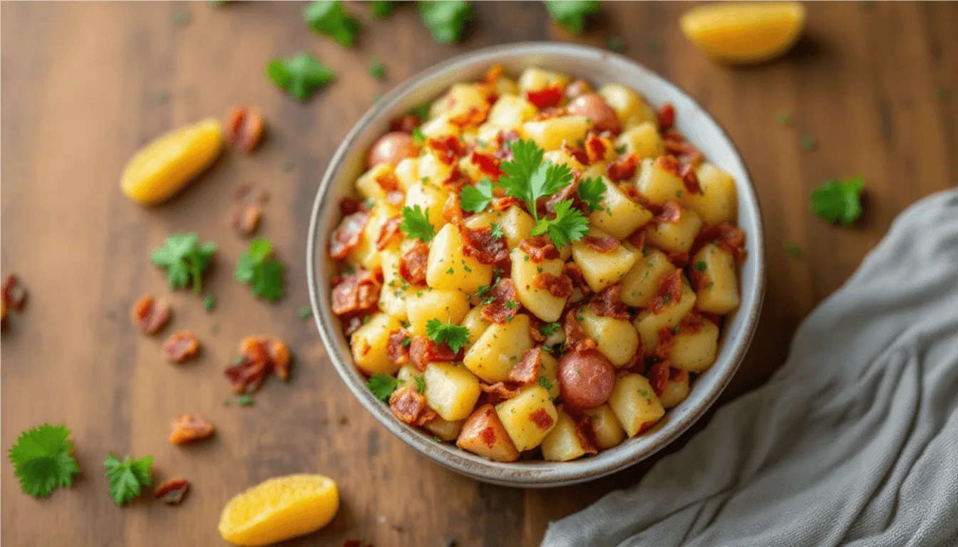 Authentic German Potato Salad with Warm Bacon Dressing