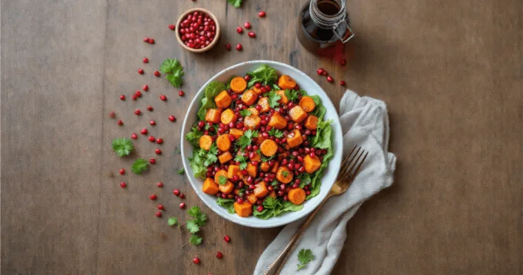 A Refreshing and Colorful Pomegranate and Roasted Carrot Salad