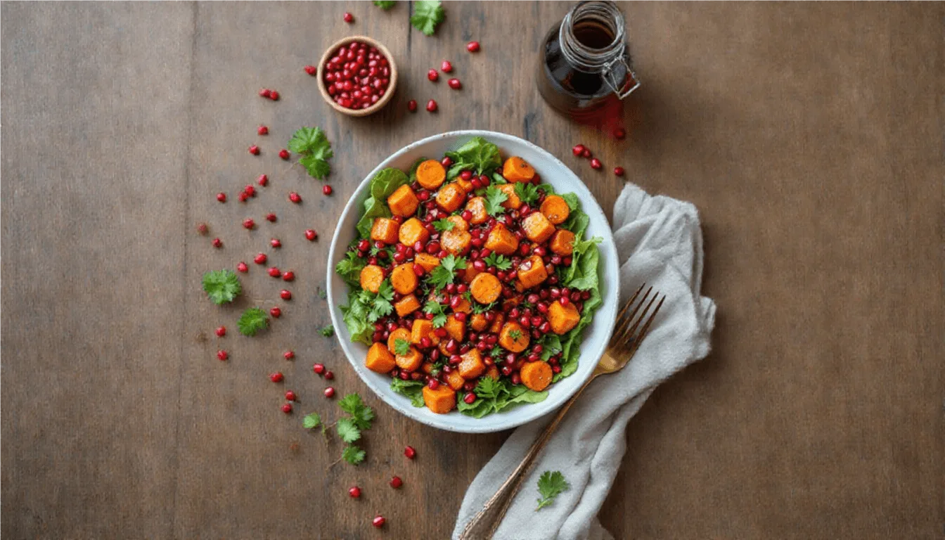 Vibrant Pomegranate & Roasted Carrot Salad – A Sweet and Savory Delight