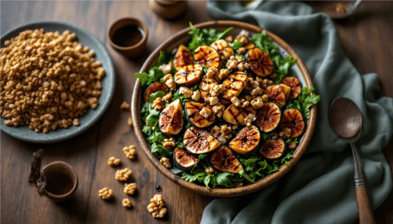 Roasted Fig and Halloumi Salad with Honey-Balsamic Glaze