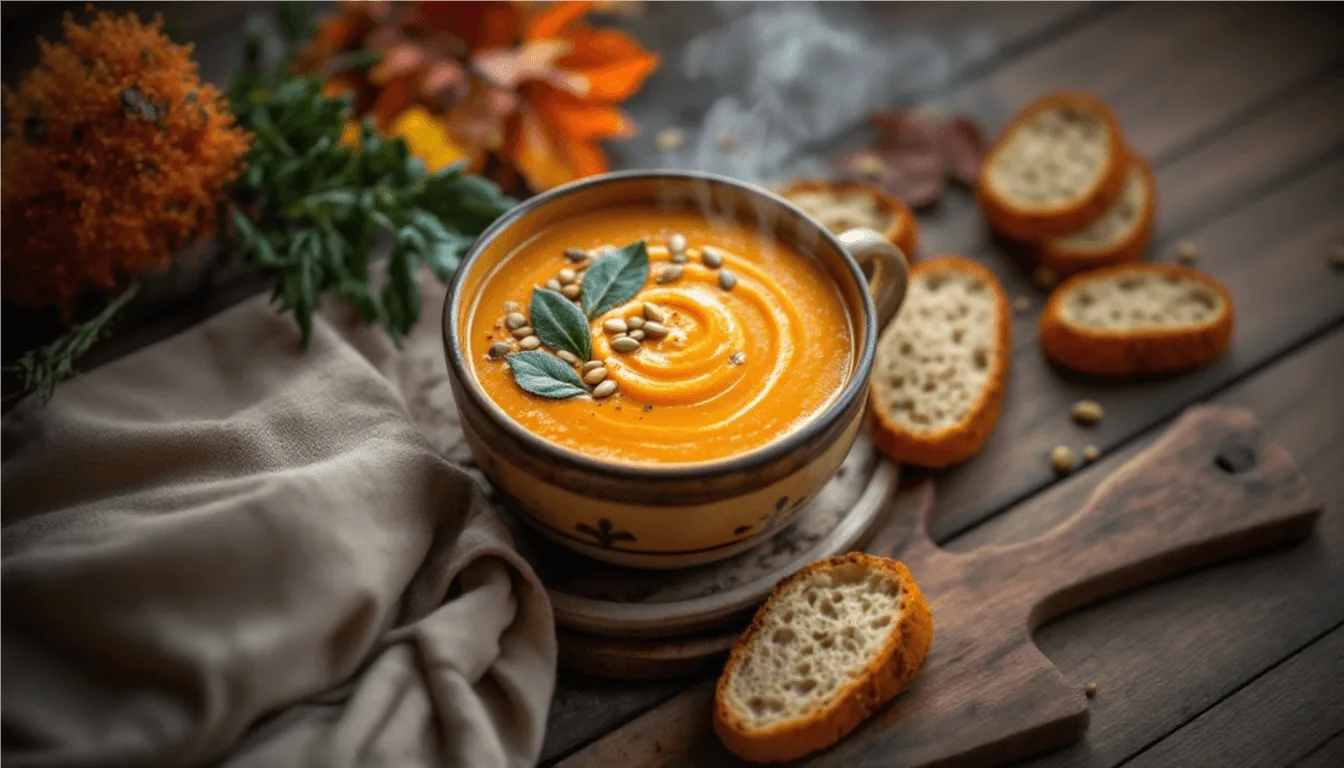 Creamy Spiced Pumpkin & Sage Soup – A Fall Favorite!