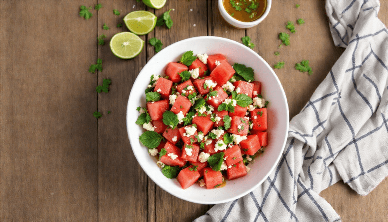Refreshing Watermelon and Feta Salad with Chili-Lime Dressing