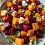 Roasted Beets and Sweet Potatoes With Feta and Cilantro