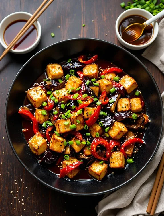 Savory Asian-Style Eggplant & Crispy Tofu Recipe