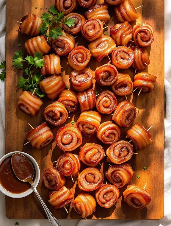 Sweet & Smoky Bacon-Wrapped Sausages Recipe