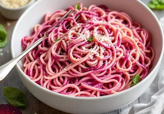 Pink & Creamy Beet Alfredo Pasta Recipe