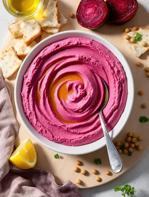 Pink & Creamy Roasted Beetroot Hummus Recipe