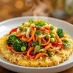 colorful vegetable stir fry preparation