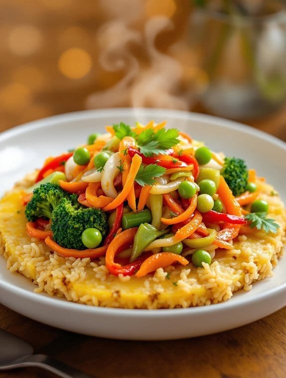 colorful vegetable stir fry preparation