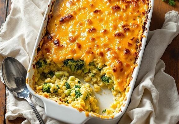 Cozy Broccoli & Cheese Rice Casserole Recipe