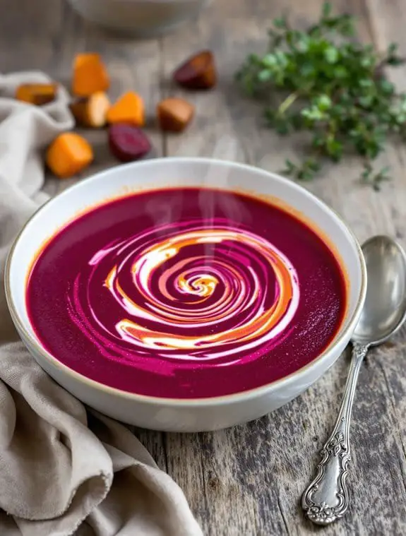 cozy beet sweet potato soup