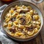 cozy mushroom stroganoff preparation