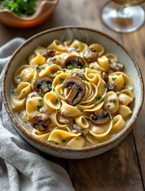 cozy mushroom stroganoff preparation