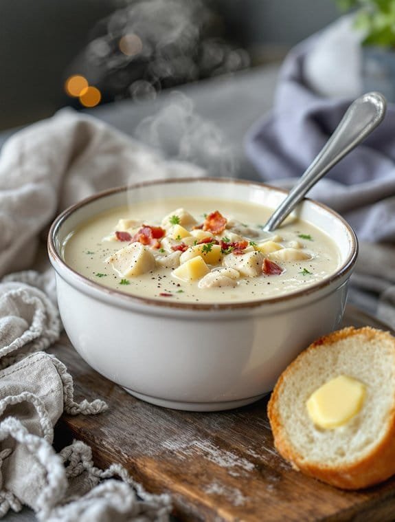 cozy new england clam chowder