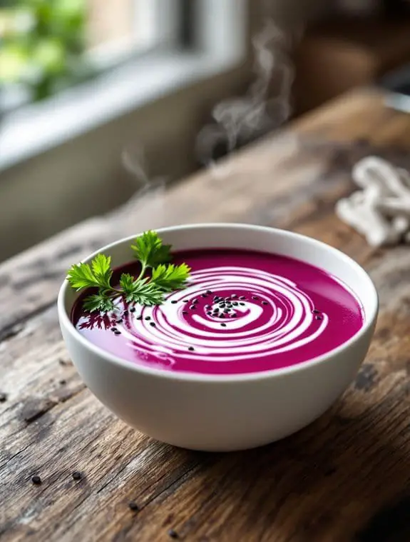 creamy beet and parsnip soup