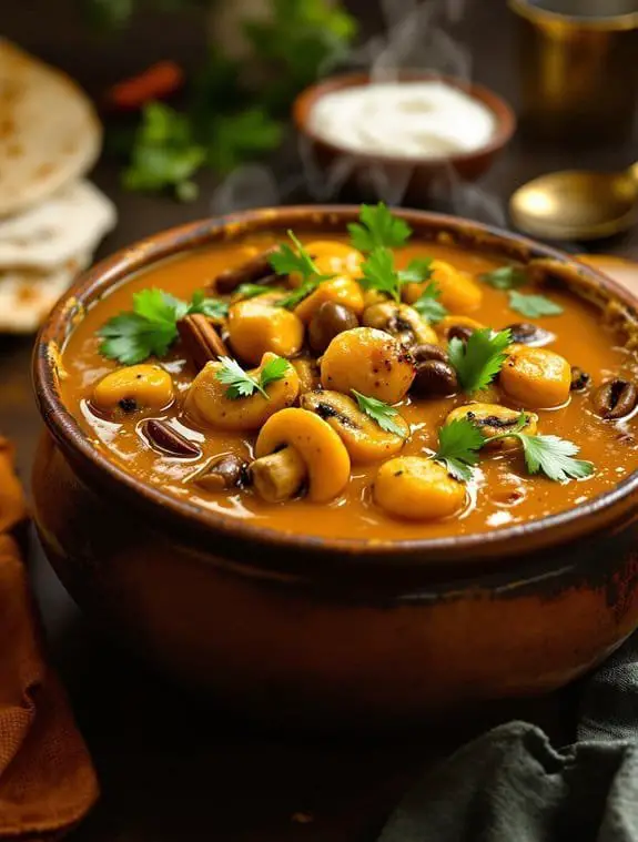 creamy mushroom kurma preparation