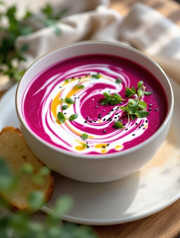 creamy pink beetroot coconut soup