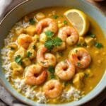 creamy seafood curry preparation