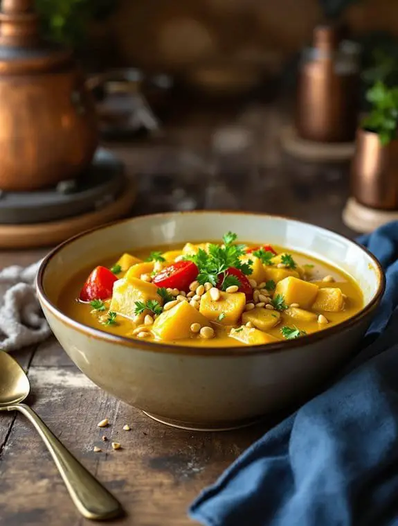 creamy thai massaman curry cooking