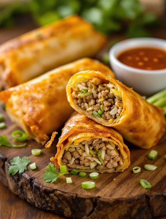 crispy asian pork egg rolls