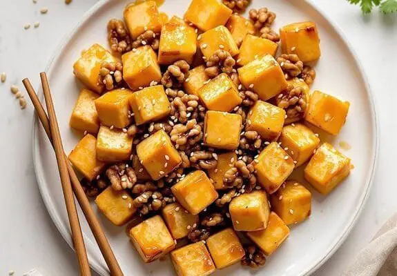crispy honey glazed walnut tofu