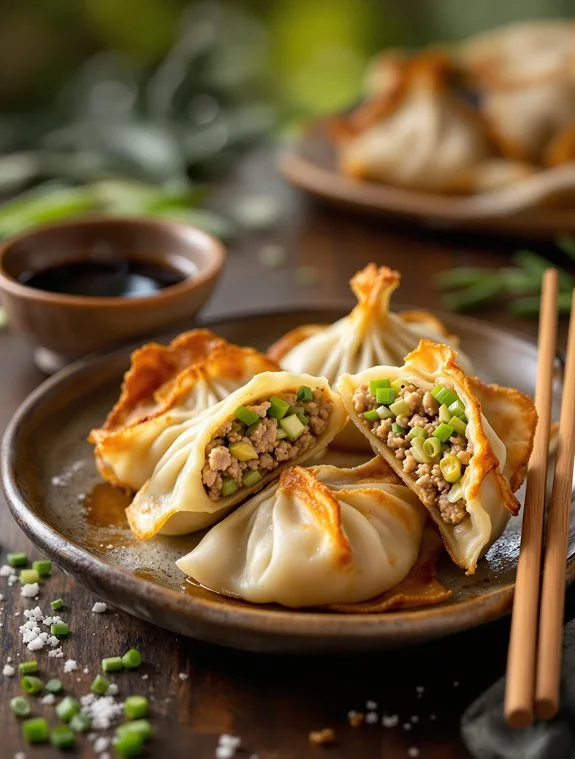 crispy pork dumpling preparation