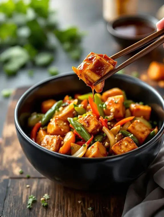 crispy tofu teriyaki stir fry