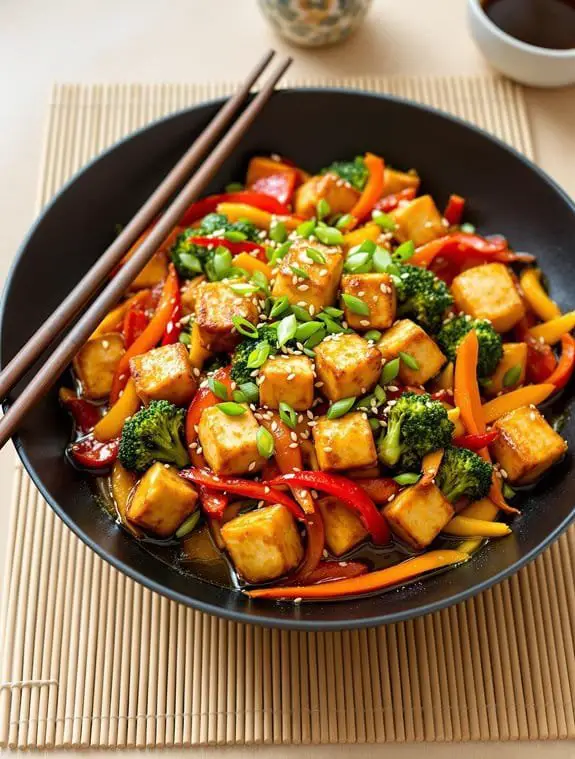 Crispy Tofu & Rainbow Vegetable Stir-Fry Recipe