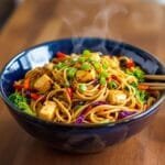 crispy tofu with colorful vegetables