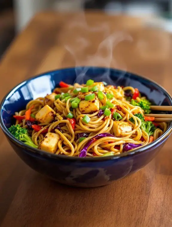 crispy tofu with colorful vegetables