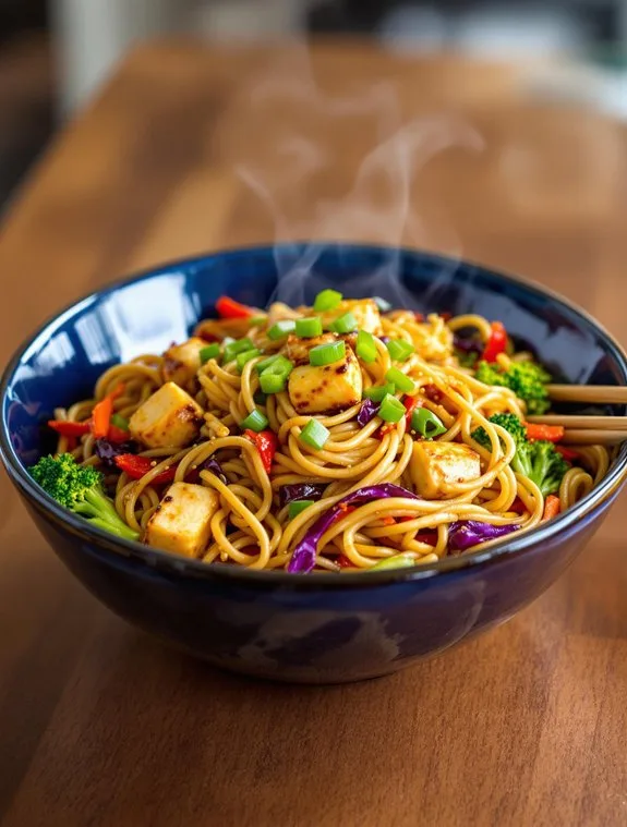crispy tofu with colorful vegetables