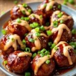 Korean Style BBQ Meatballs with Spicy Mayo Sauce