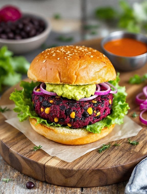 Plant-Based Beetroot & Black Bean Burger Recipe