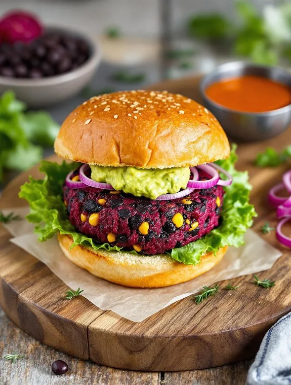 Plant-Based Beetroot & Black Bean Burger Recipe