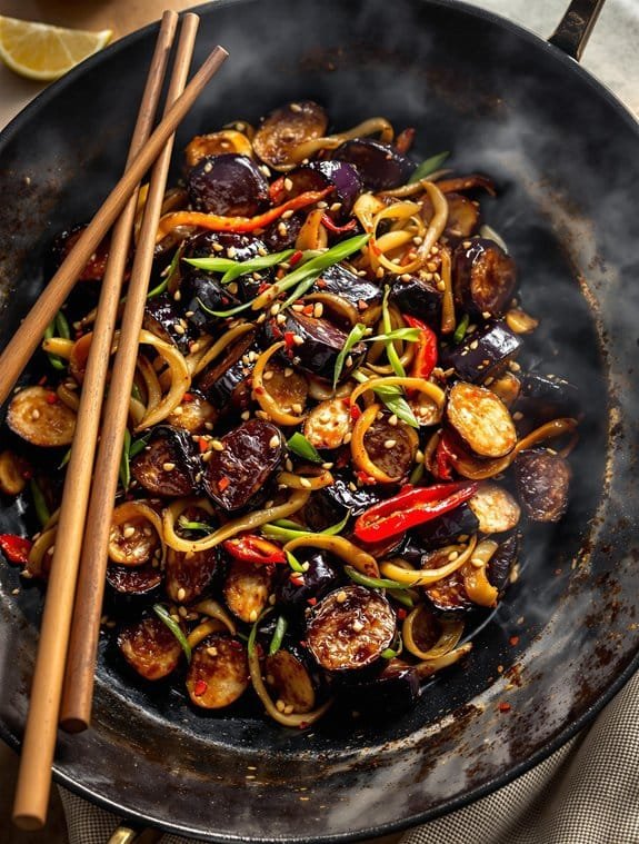 fiery asian eggplant stir fry