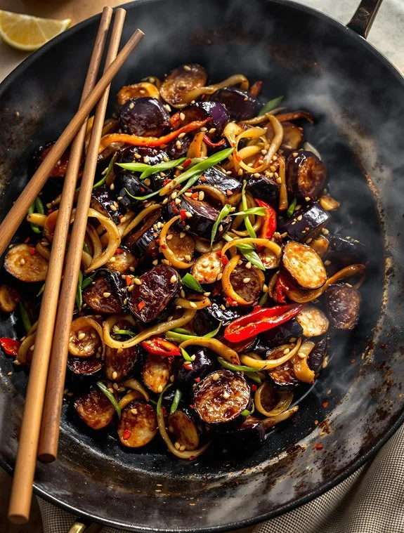 fiery asian eggplant stir fry