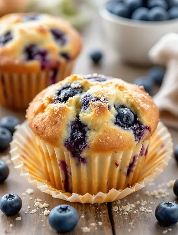 fluffy vegan blueberry muffins