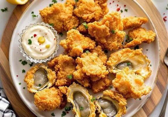 golden brown crispy oysters