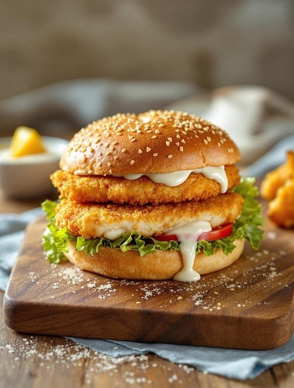 golden crispy fish sandwich