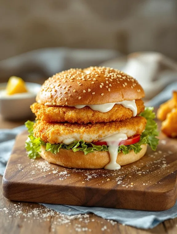 golden crispy fish sandwich