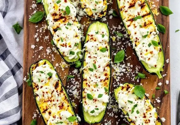 Mediterranean Grilled Zucchini Boats Recipe With Goat Cheese