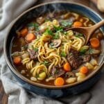 hearty homemade beef noodle soup