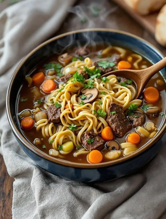 hearty homemade beef noodle soup